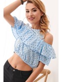 Hellblaue kurze Bluse mit Punkten 21521 – Online-Shop – Boutique